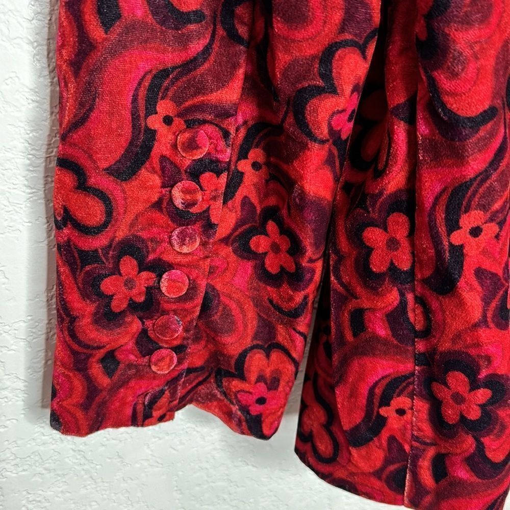 NWT Penny Blazer Red Velvet Floral Retro Size 2XL - Picture 5 of 16